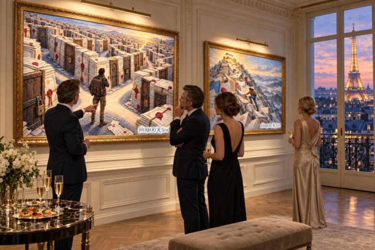 A Paris salon overlooking the Eiffel Tower presents Herbert Sim’s artworks exploring Sovereignty Friction Theory - the costs, delays and barriers that separate formal rights from practical freedom.
